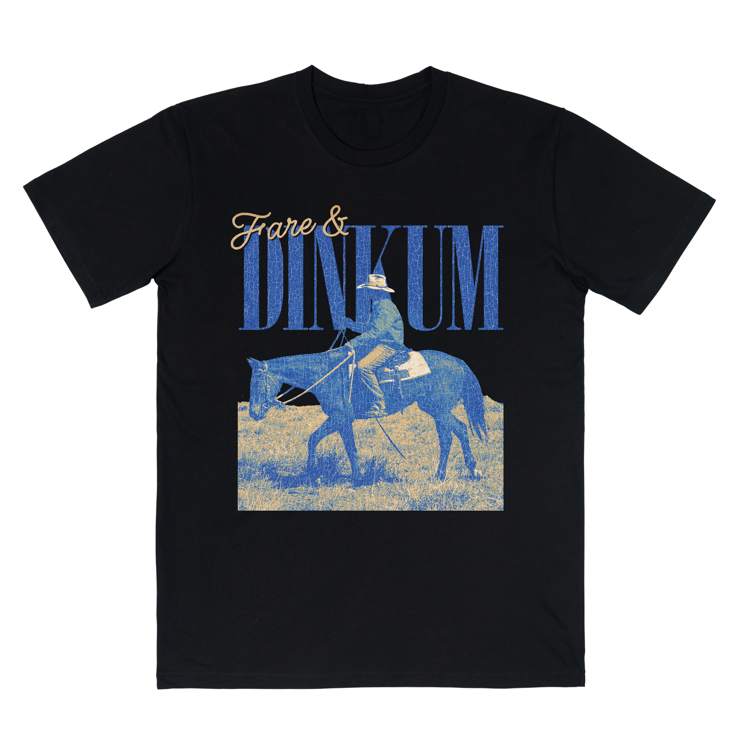 Dinkum Tee Black w. Blue Print