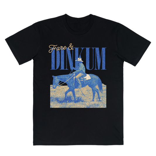 Dinkum Tee Black w. Blue Print