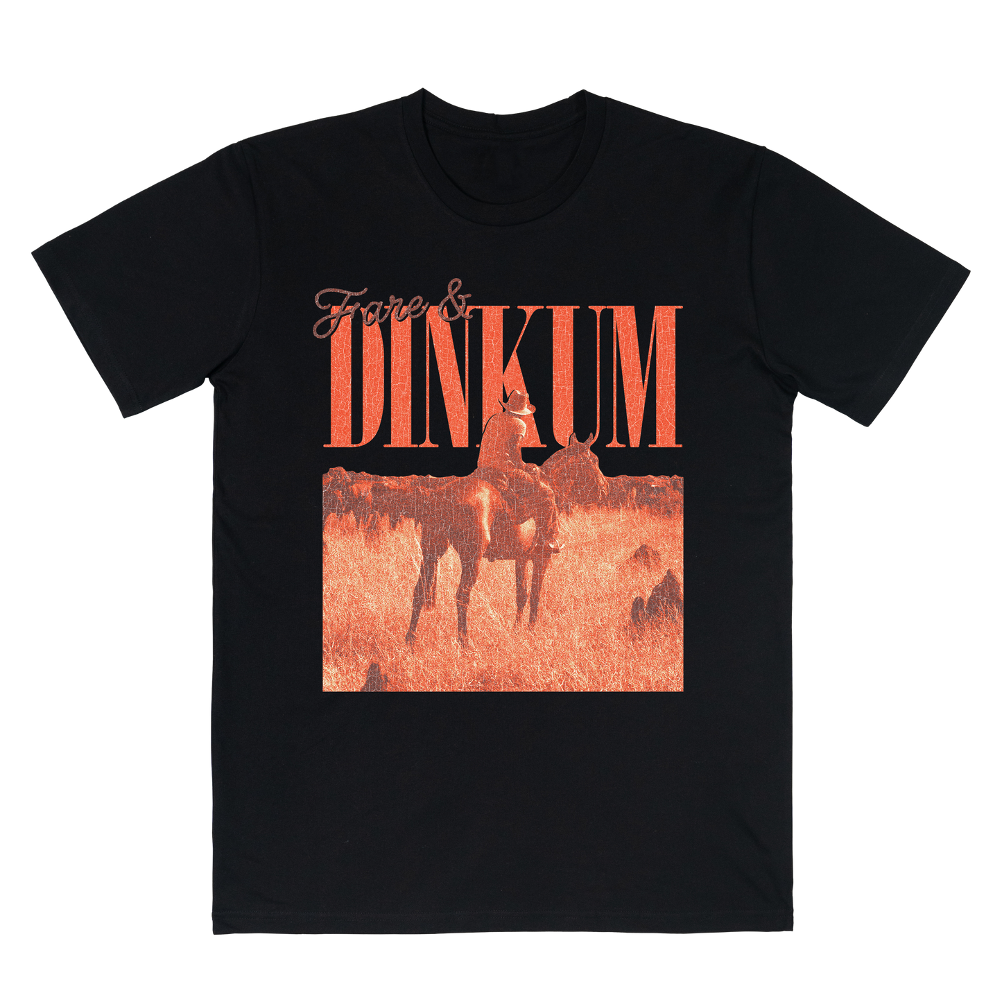 Dinkum Tee Black w. Rust Print