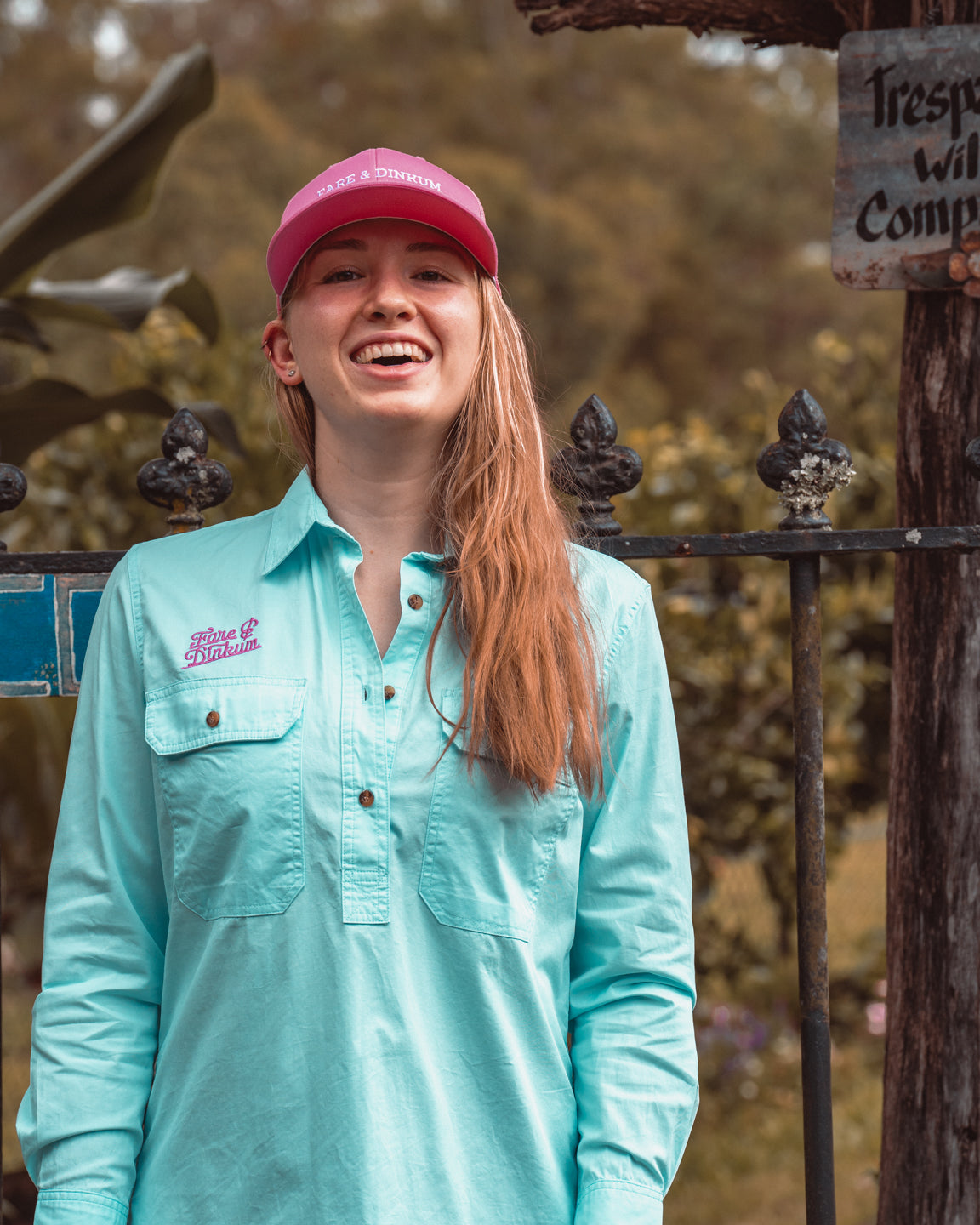 Ladies Work Shirt Sky Blue + Hat Bundle
