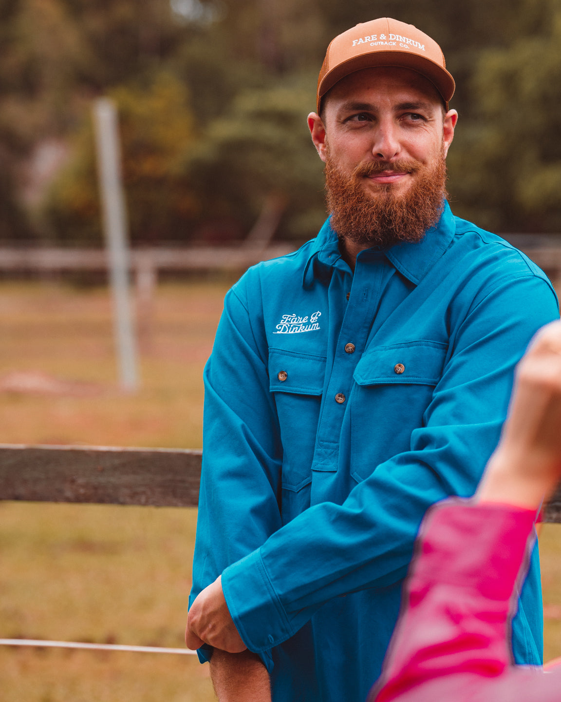 Mens Work Shirt Blue + Hat Bundle