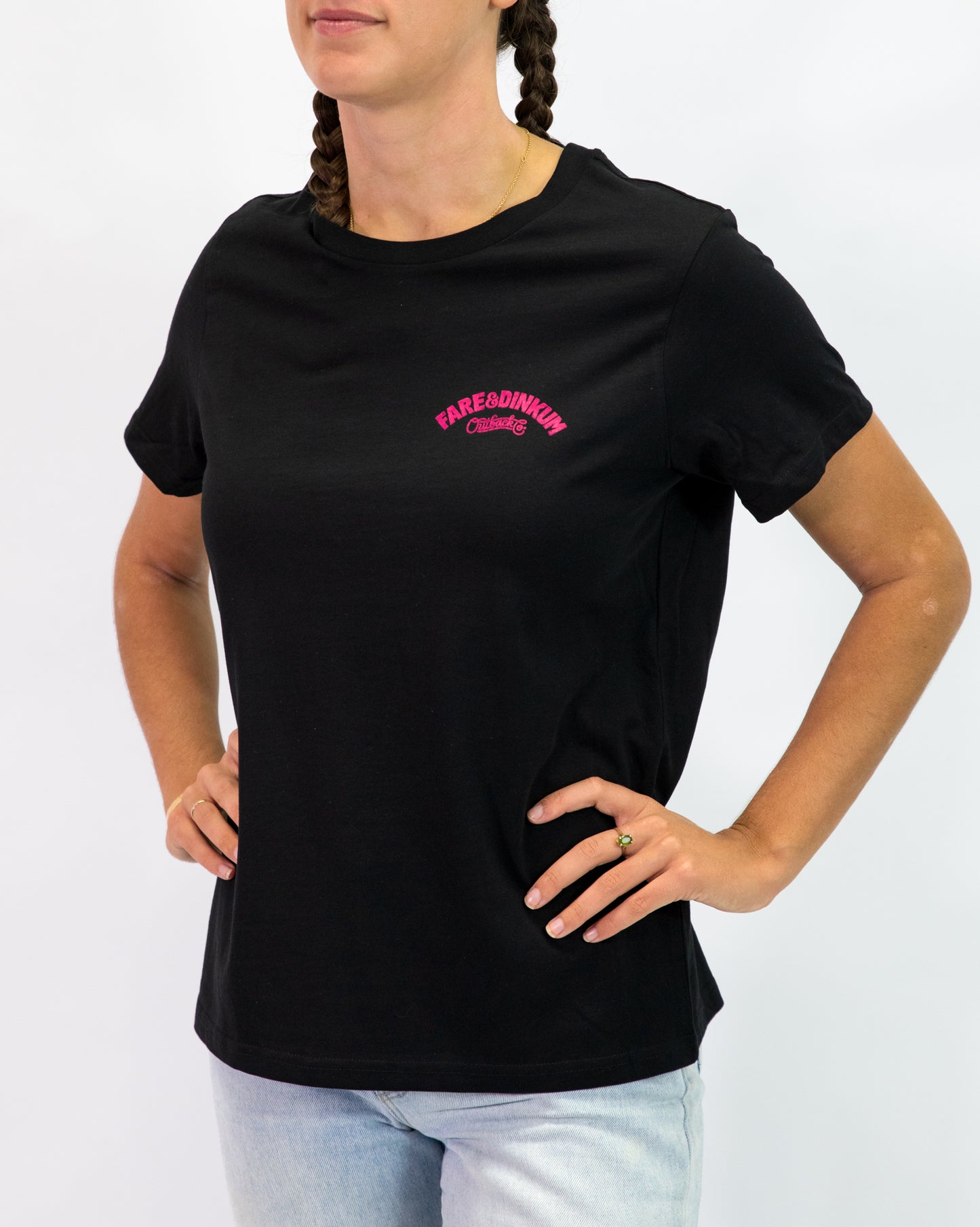 Trademark Womens Vintage T-Shirt Black & Hot Pink