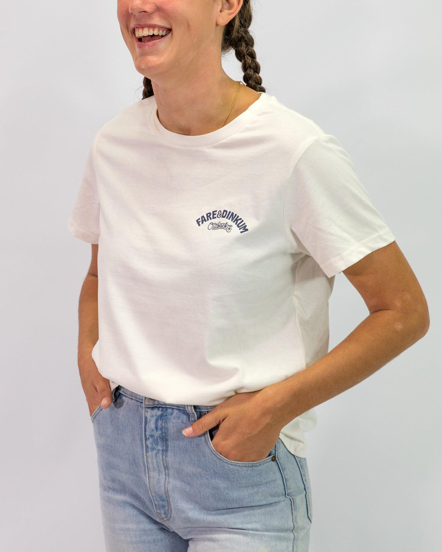 Trademark Womens Vintage T-Shirt Natural & Navy