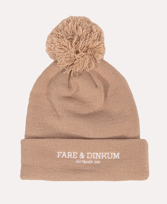 Signature Tan Pom Beanie