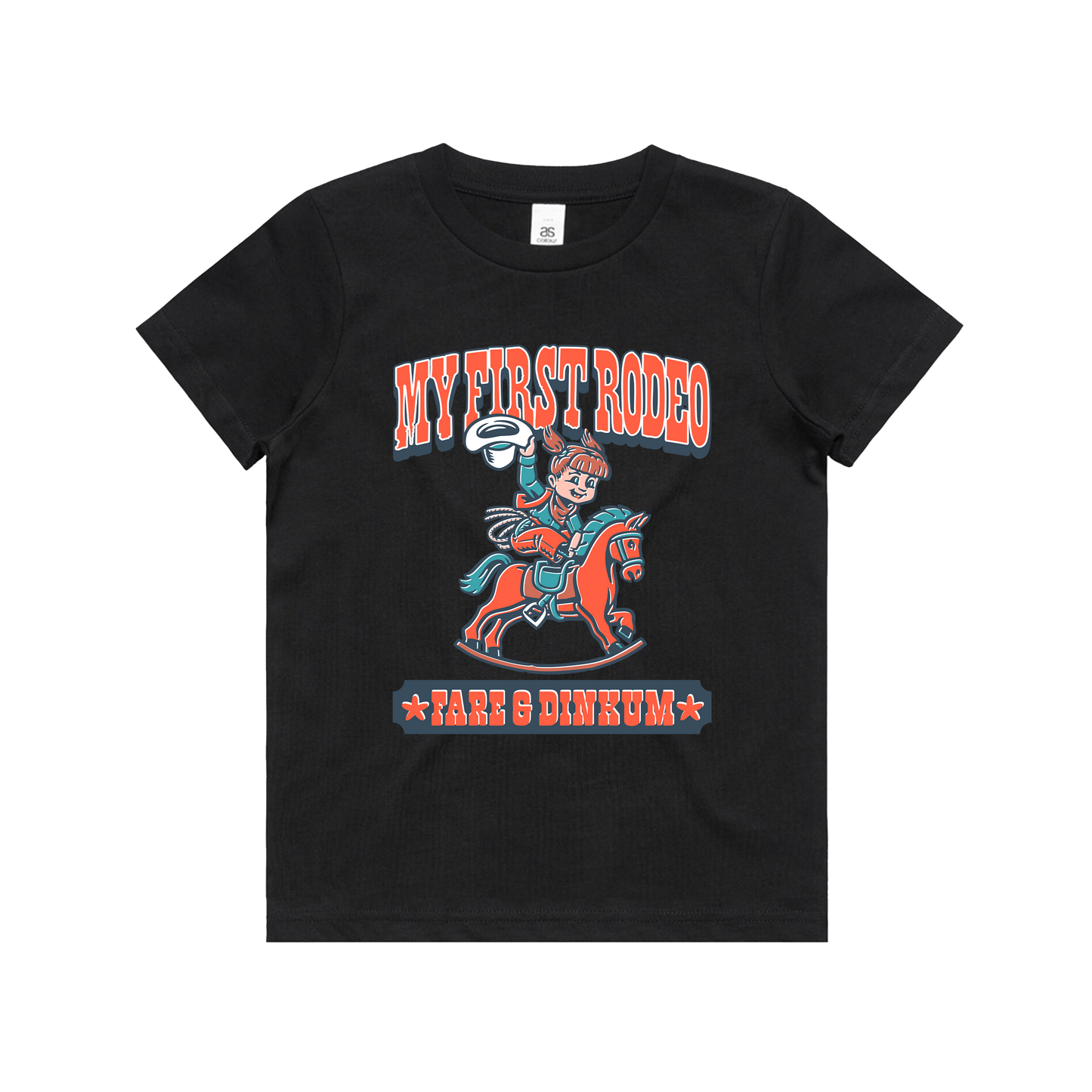 My First Rodeo Kids Tee Black [Cowgirl]