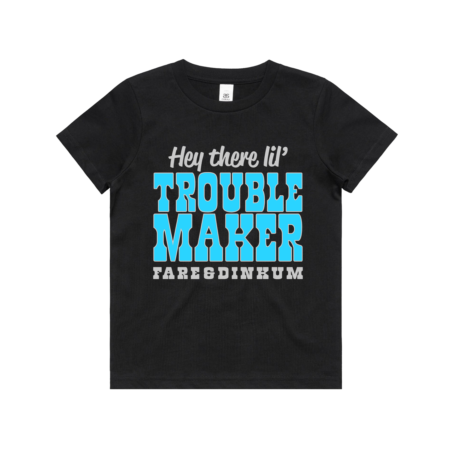Hey There Lil' Trouble Maker Kids Tee Black and Blue