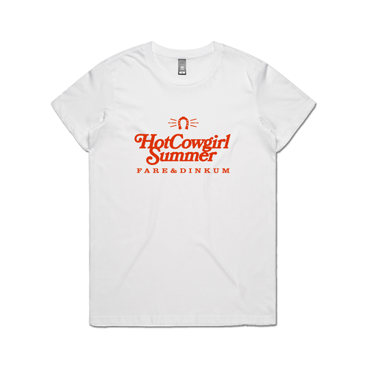 Hot Cowgirl Summer Ladies Tee White