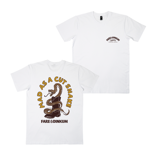 Mad As A Cut Snake Tee White