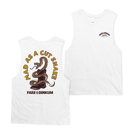 Mad As A Cut Snake Muscle Tee White