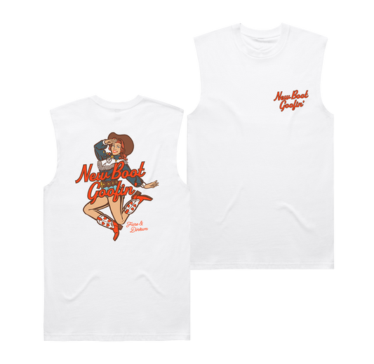 New Boot Goofin' Muscle Tee White