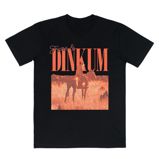 Dinkum Tee Black w. Rust Print