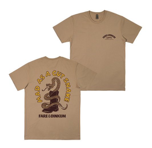 Mad As A Cut Snake Tee Tan