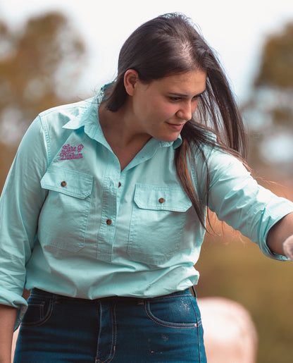 Ladies Work Shirt Sky Blue