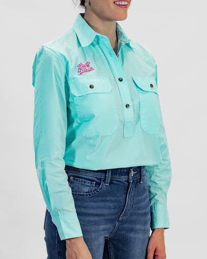 Ladies Work Shirt Sky Blue