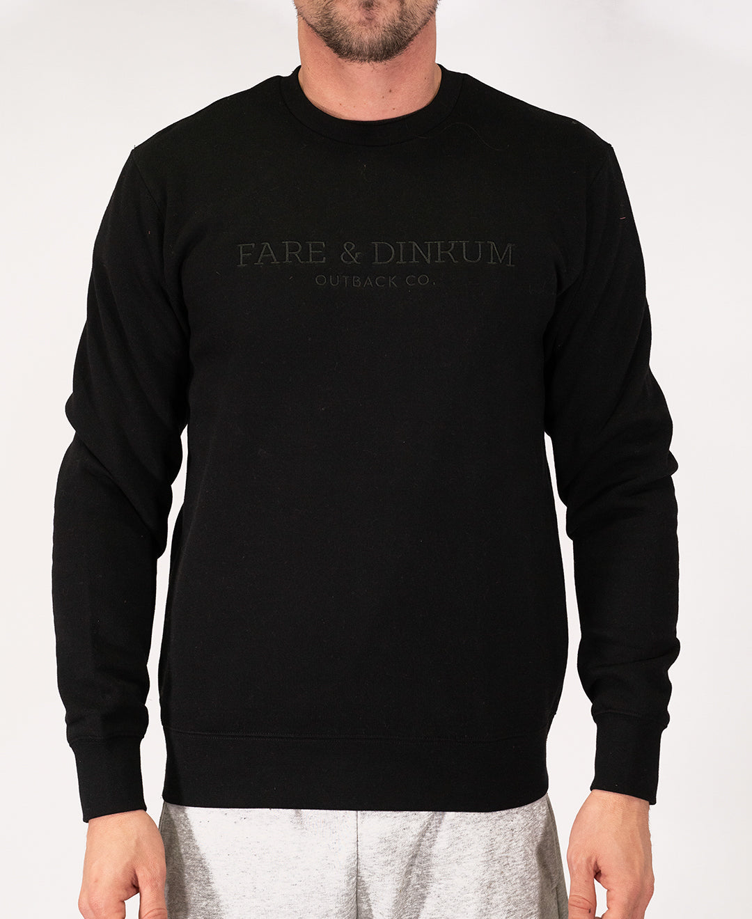 Mens Black Crew Neck Jumper