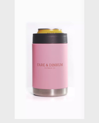 Fare & Dinkum Pale Pink Insulated Stubby Cooler